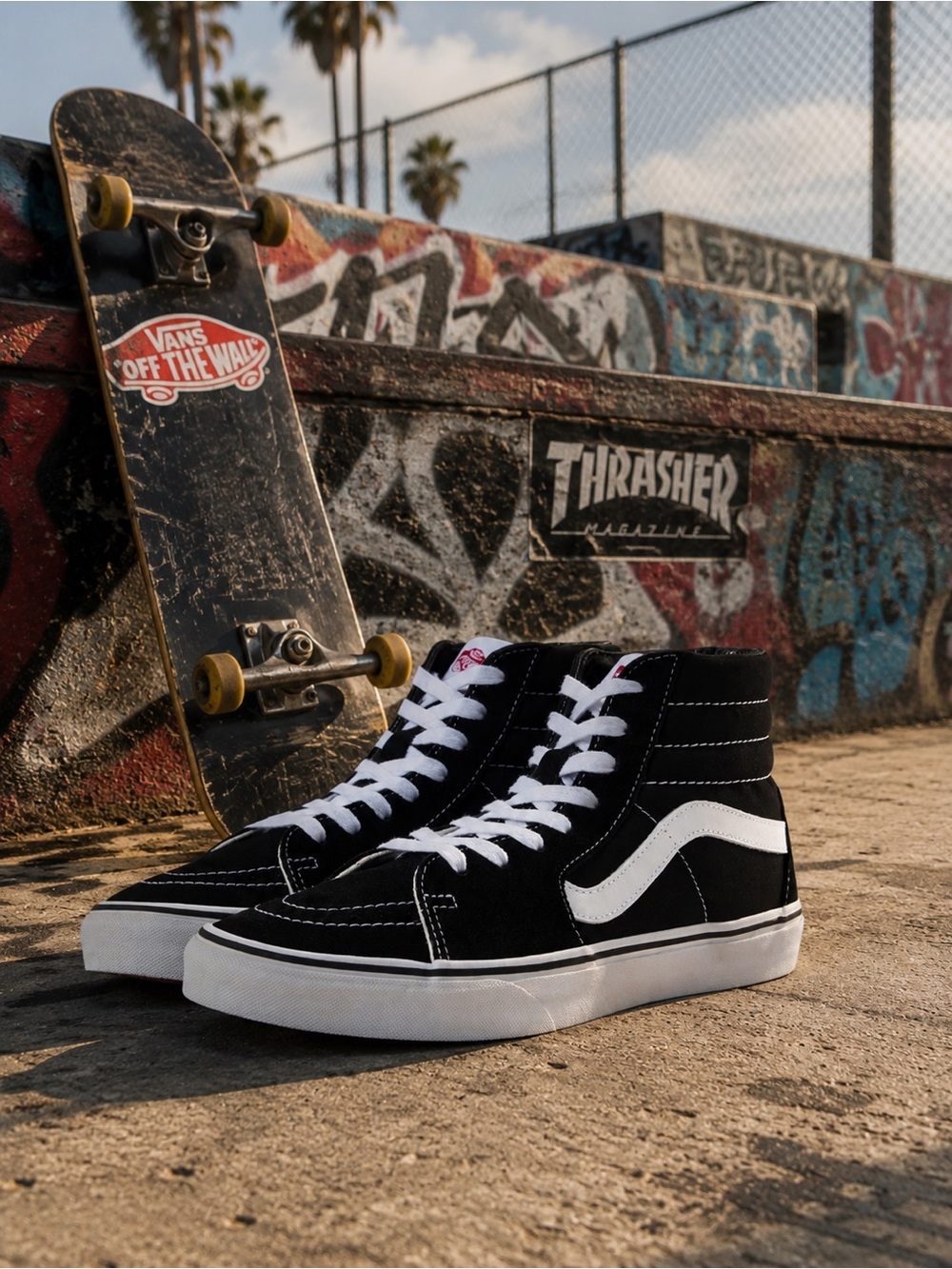 Vans Size 5.5 Black & White Unisex Suede Sneakers & Athletic Shoes SK8-Hi Hi-Top